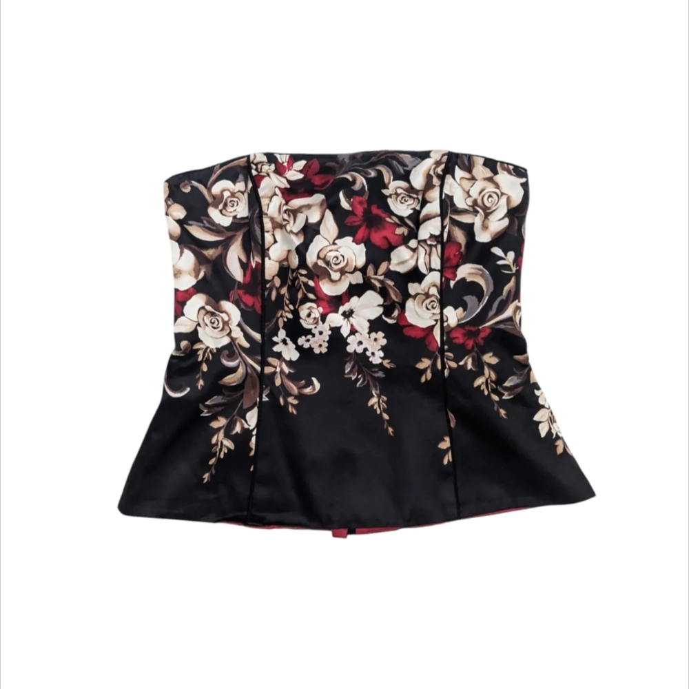 White House Black Market Black and White Bustier Peplum Blouse